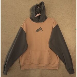 Alphalete Hoodie Mens XL Gray Camel Tan Stencil Logo Pullover Pockets